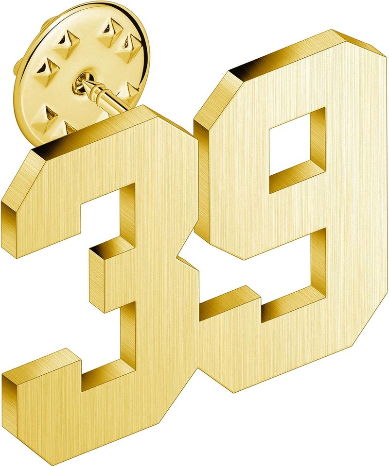 AMITER Personalized 0-100 Number Lapel Pins, 18K Gold Brooch Pin Tie Tacks for Suits, Neckties, Hats, Men & Women - Image 1